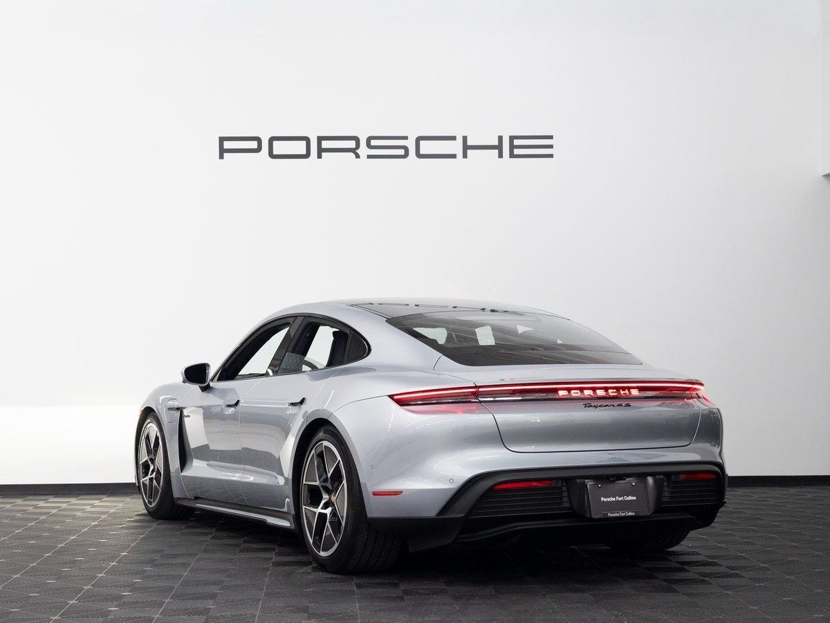 2025 Porsche Taycan — rear three-quarter view